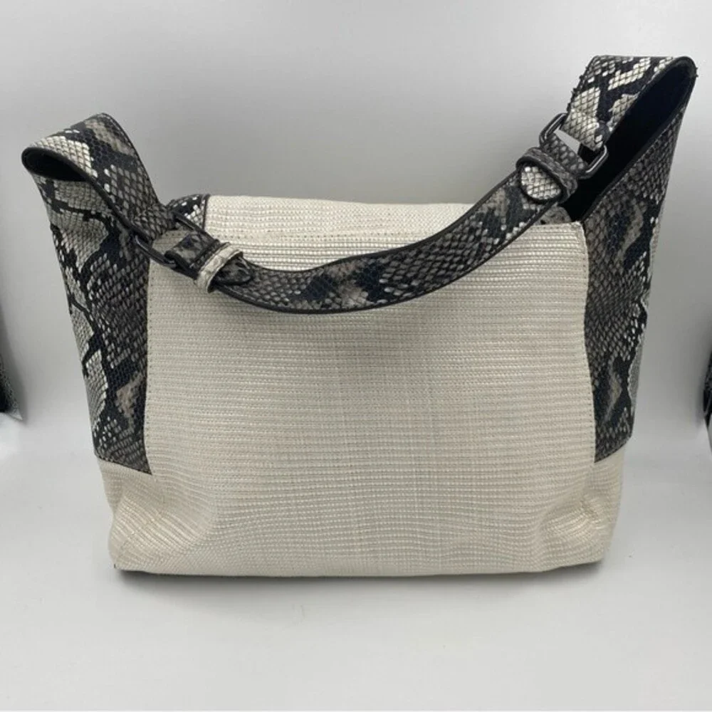Calvin‎ Klein White Snakeskin Shoulder Bag